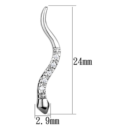 3W1051 - Rhodium Brass Earrings with AAA Grade CZ  in Clear-1