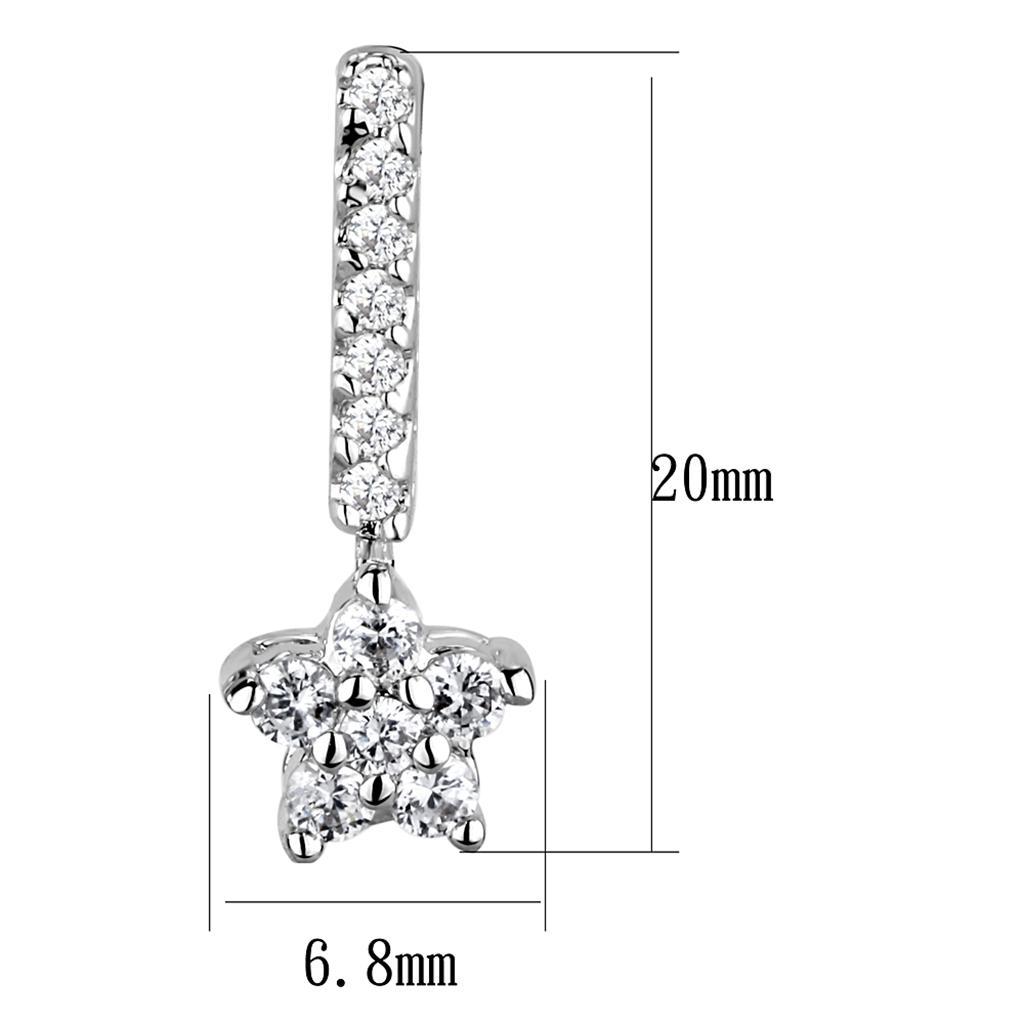 3W1056 - Rhodium Brass Earrings with AAA Grade CZ  in Clear-1