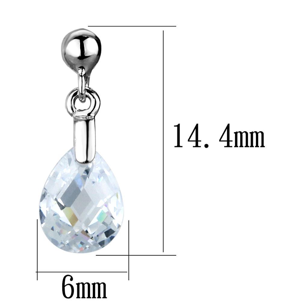 3W1057 - Rhodium Brass Earrings with AAA Grade CZ  in Clear-1
