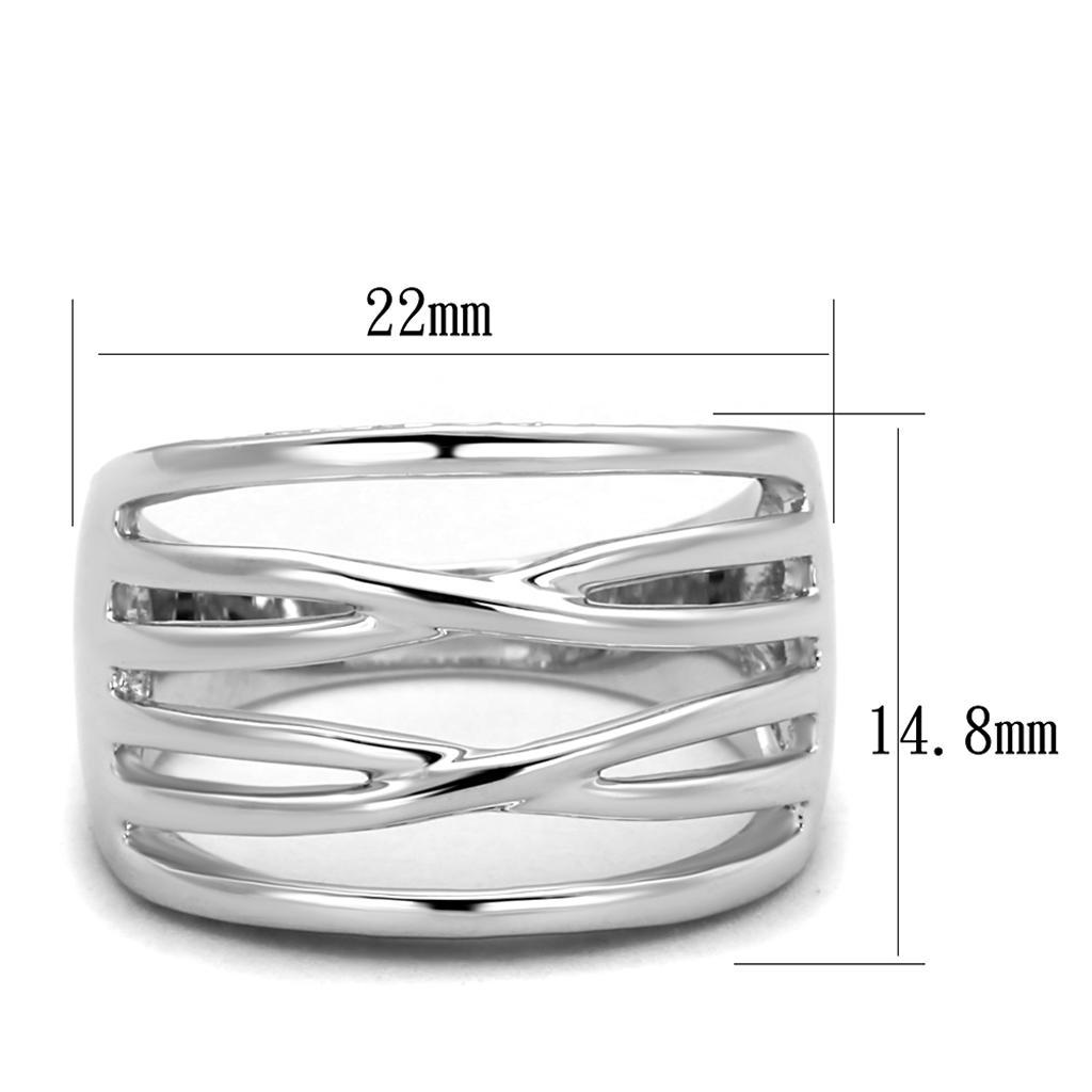 3W1066 - Rhodium Brass Ring with AAA Grade CZ  in Clear-1