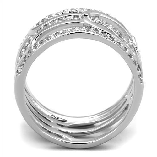 3W1070 - Rhodium Brass Ring with AAA Grade CZ  in Clear-2