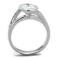 3W1072 - Rhodium Brass Ring with AAA Grade CZ  in Clear-2