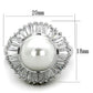 3W1073 - Rhodium Brass Ring with Synthetic Pearl in White-1