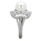 3W1073 - Rhodium Brass Ring with Synthetic Pearl in White-3