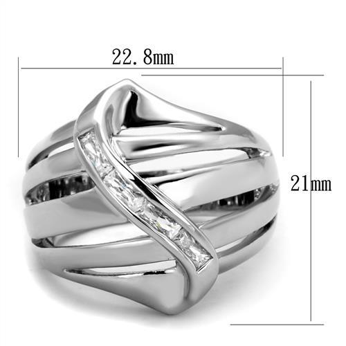 3W1077 - Rhodium Brass Ring with AAA Grade CZ  in Clear-1