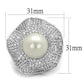 3W1080 - Rhodium Brass Ring with Synthetic Pearl in White-1