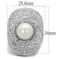 3W1082 - Rhodium Brass Ring with Synthetic Pearl in White-1