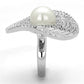 3W1082 - Rhodium Brass Ring with Synthetic Pearl in White-3