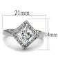 3W1083 - Rhodium Brass Ring with AAA Grade CZ  in Clear-1
