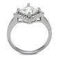 3W1083 - Rhodium Brass Ring with AAA Grade CZ  in Clear-2