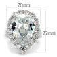 3W1084 - Rhodium Brass Ring with AAA Grade CZ  in Clear-1