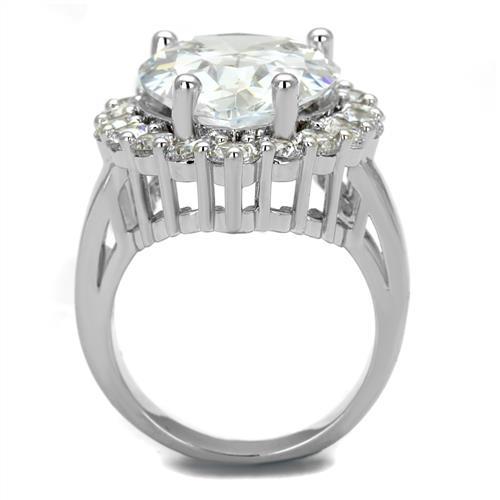 3W1084 - Rhodium Brass Ring with AAA Grade CZ  in Clear-2