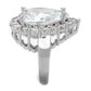 3W1084 - Rhodium Brass Ring with AAA Grade CZ  in Clear-3