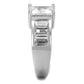 3W1086 - Rhodium Brass Ring with AAA Grade CZ  in Clear-3