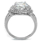 3W1087 - Rhodium Brass Ring with AAA Grade CZ  in Clear-2