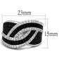 3W1090 - Rhodium + Ruthenium Brass Ring with AAA Grade CZ  in Black Diamond-1