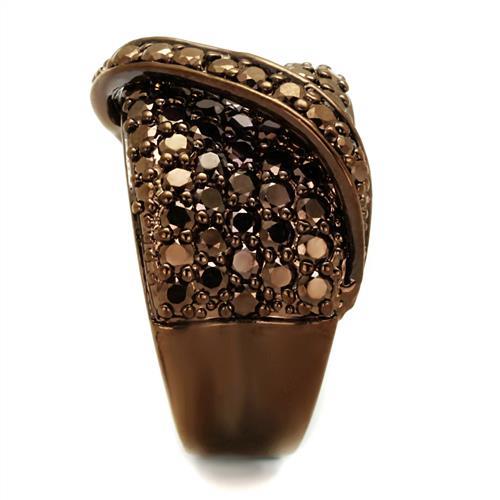 3W1098 - IP Coffee light Brass Ring with AAA Grade CZ  in Light Coffee-3