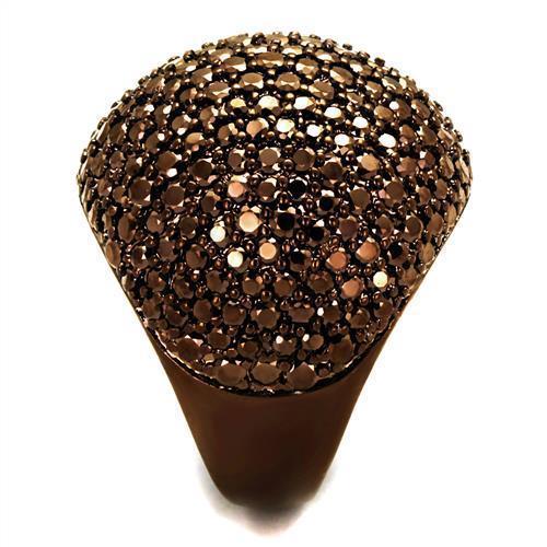 3W1101 - IP Coffee light Brass Ring with AAA Grade CZ  in Light Coffee-3