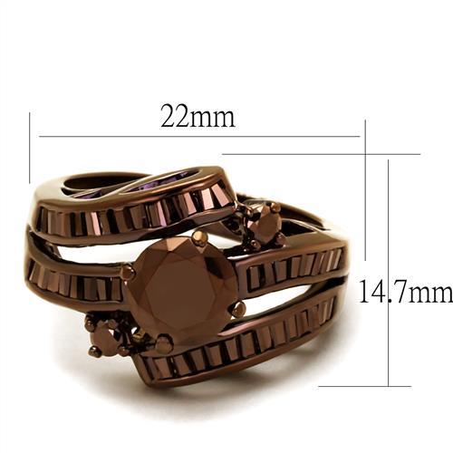3W1106 - IP Coffee light Brass Ring with AAA Grade CZ  in Light Coffee-1