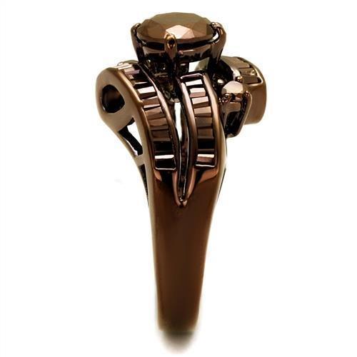 3W1106 - IP Coffee light Brass Ring with AAA Grade CZ  in Light Coffee-3