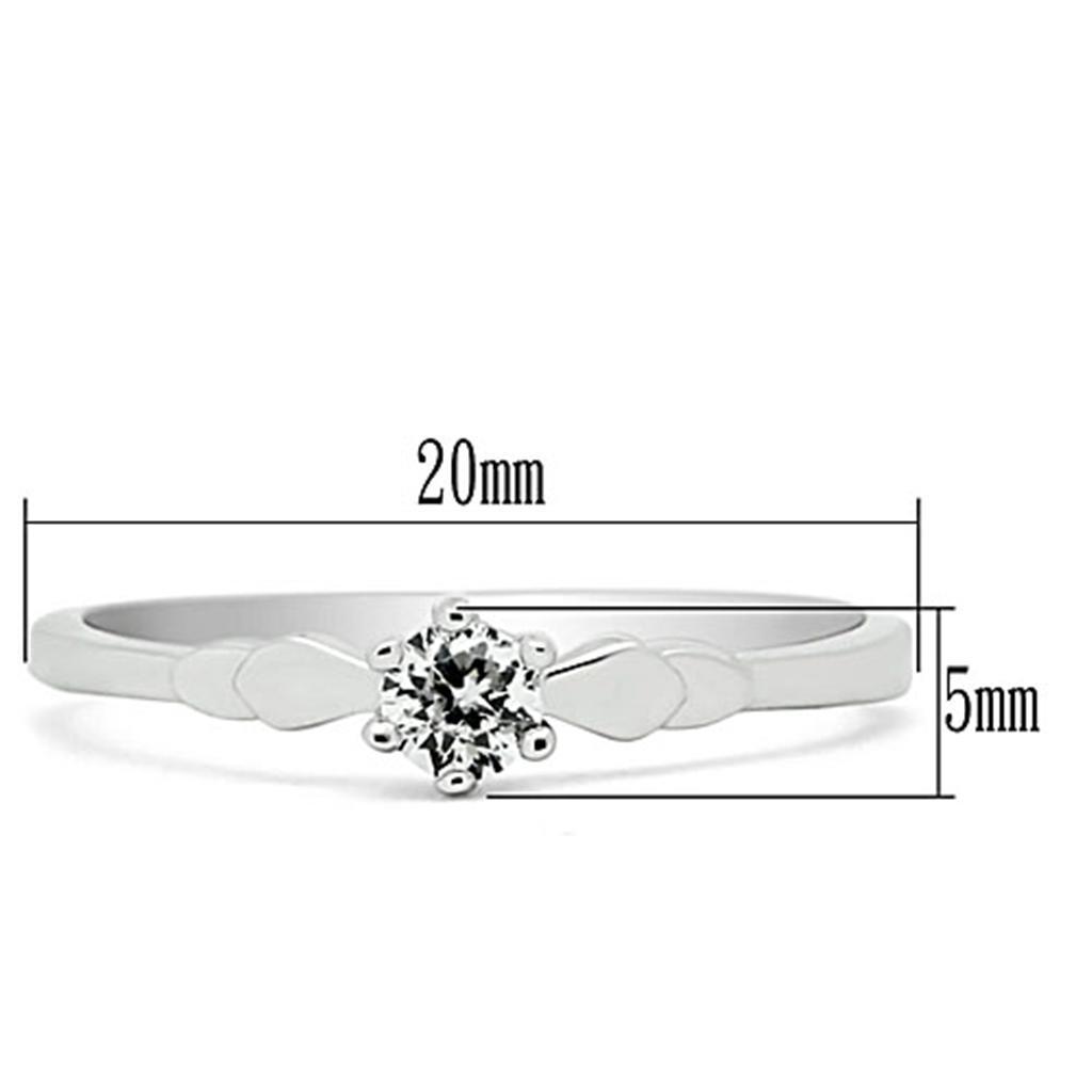 3W110 - Rhodium Brass Ring with AAA Grade CZ  in Clear-1