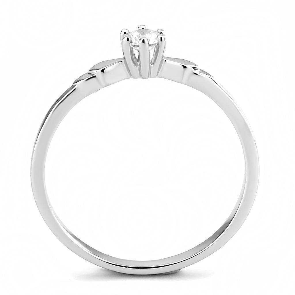 3W110 - Rhodium Brass Ring with AAA Grade CZ  in Clear-2