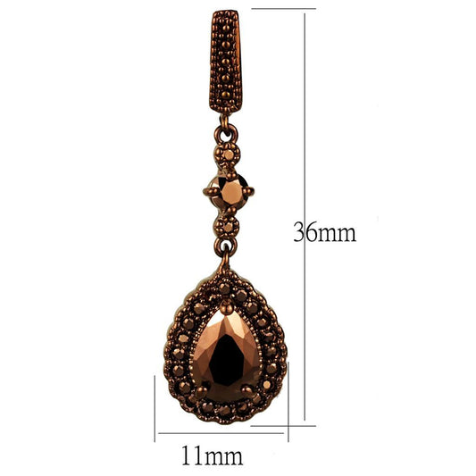 3W1111 - IP Coffee light Brass Earrings with AAA Grade CZ  in Light Coffee-1