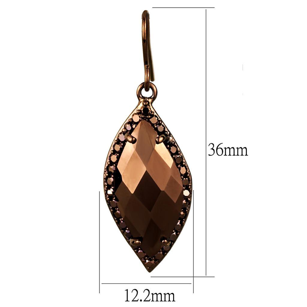 3W1112 - IP Coffee light Brass Earrings with AAA Grade CZ  in Light Coffee-1