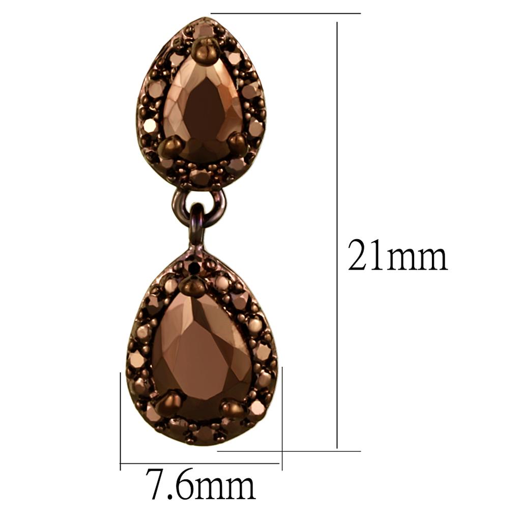3W1117 - IP Coffee light Brass Earrings with AAA Grade CZ  in Light Coffee-1