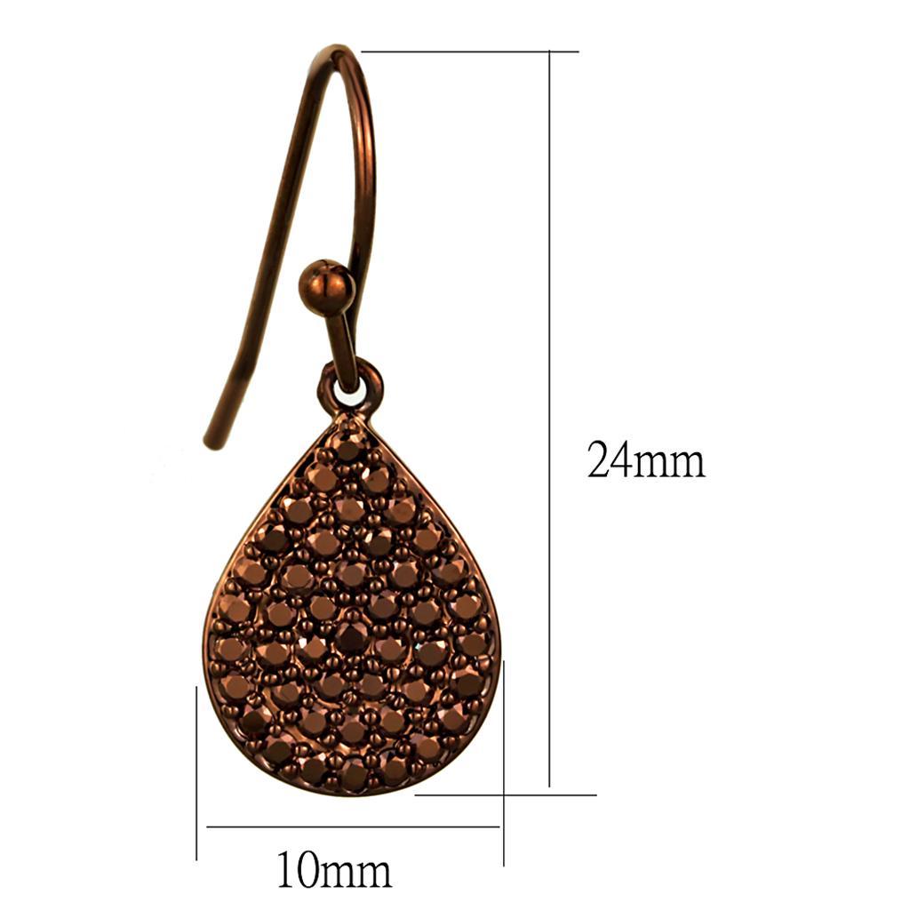 3W1118 - IP Coffee light Brass Earrings with AAA Grade CZ  in Light Coffee-1