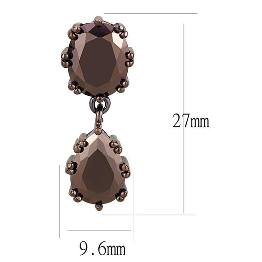 3W1121 - IP Coffee light Brass Earrings with AAA Grade CZ  in Light Coffee-1
