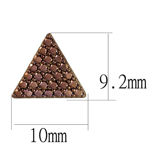 3W1122 - IP Coffee light Brass Earrings with AAA Grade CZ  in Light Coffee-1