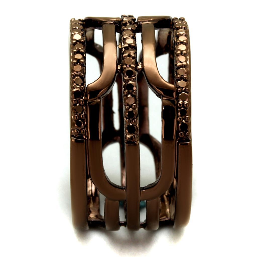 3W1126 - IP Coffee light Brass Ring with AAA Grade CZ  in Light Coffee-3