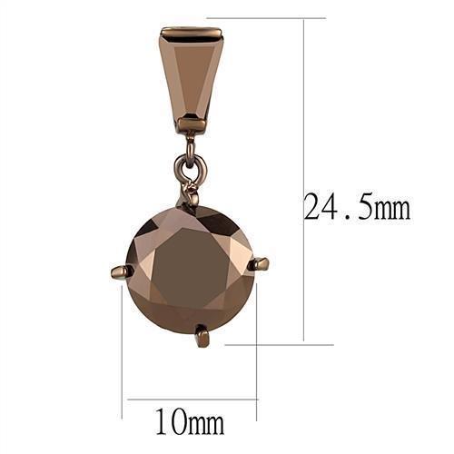 3W1133 - IP Coffee light Brass Earrings with AAA Grade CZ  in Light Coffee-1