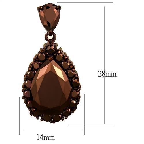 3W1134 - IP Coffee light Brass Earrings with AAA Grade CZ  in Light Coffee-1