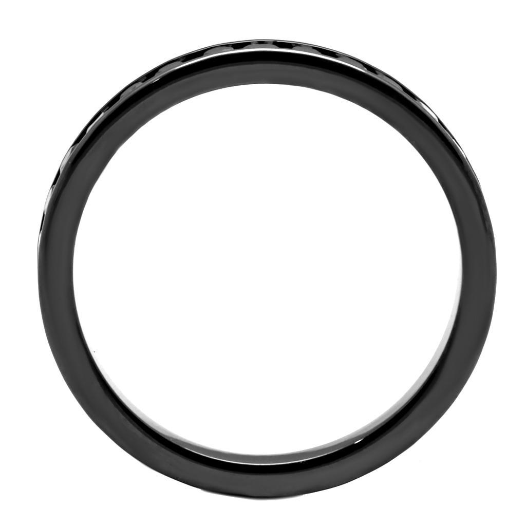 3W1138 - IP Light Black  (IP Gun) Brass Ring with AAA Grade CZ  in Light Gray-2