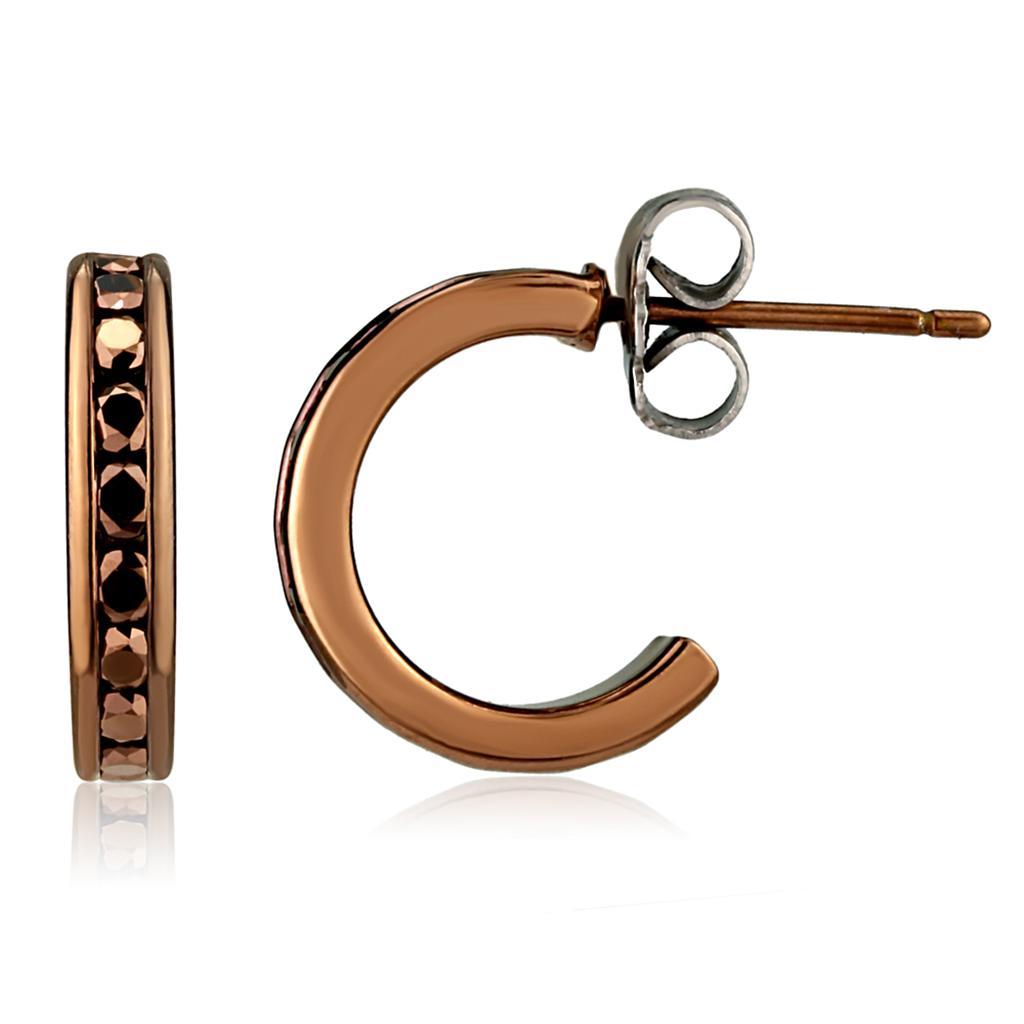 3W1140 - IP Coffee light Brass Earrings with Top Grade Crystal  in Light Coffee-1