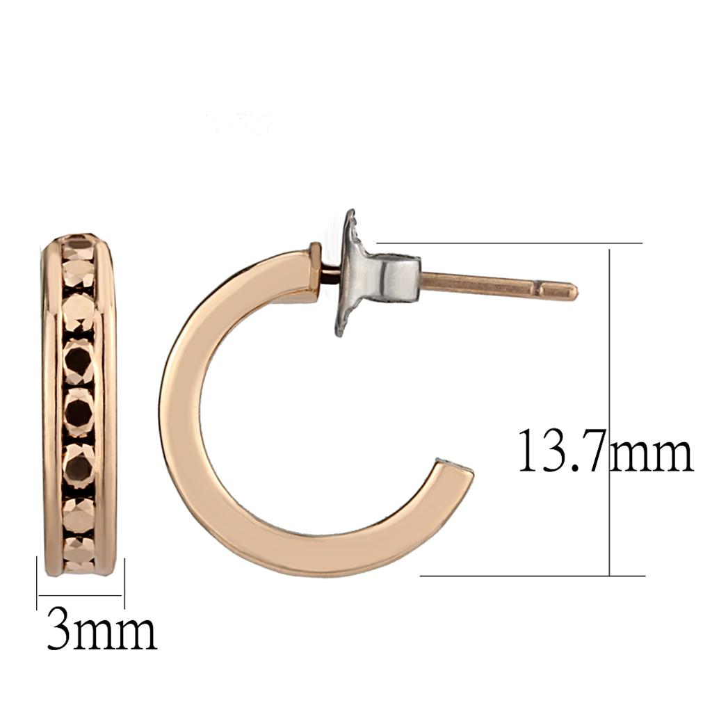 3W1142 - IP Rose Gold(Ion Plating) Brass Earrings with Top Grade Crystal  in Metallic Light Gold-2