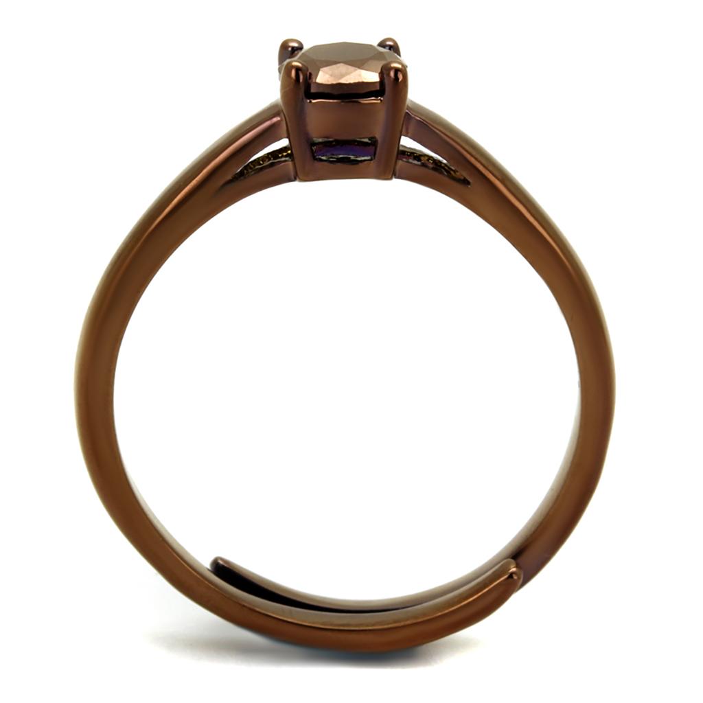 3W1147 - IP Coffee light Brass Ring with AAA Grade CZ  in Light Coffee-2