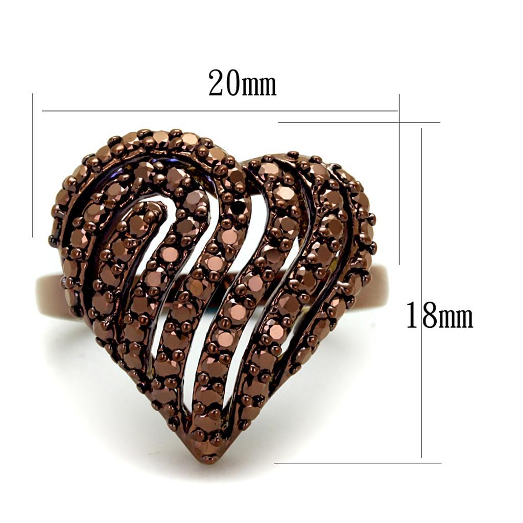 3W1149 - IP Coffee light Brass Ring with AAA Grade CZ  in Light Coffee-1