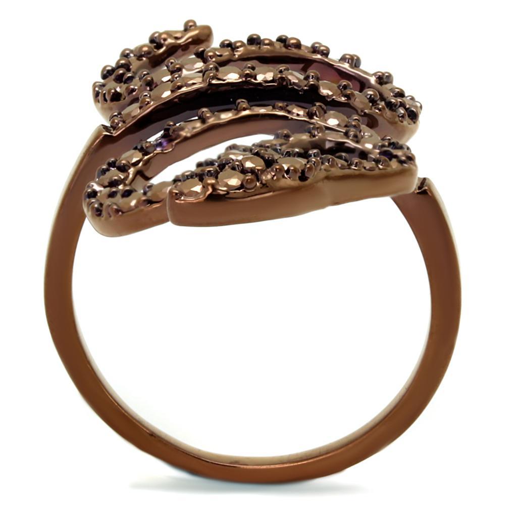 3W1150 - IP Coffee light Brass Ring with AAA Grade CZ  in Light Coffee-2