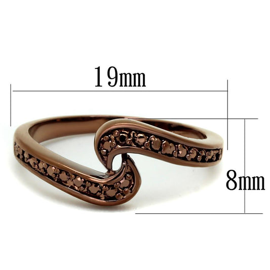 3W1151 - IP Coffee light Brass Ring with AAA Grade CZ  in Light Coffee-1