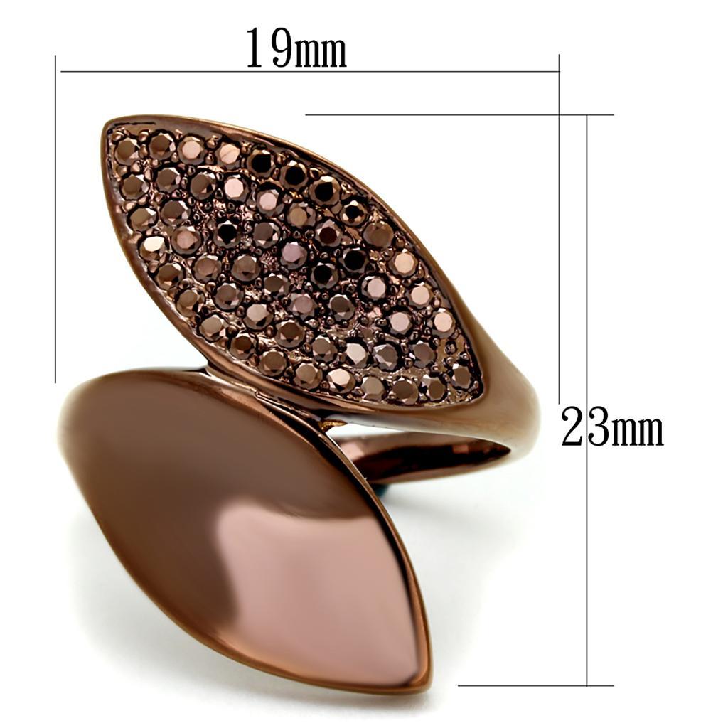 3W1157 - IP Coffee light Brass Ring with AAA Grade CZ  in Light Coffee-1