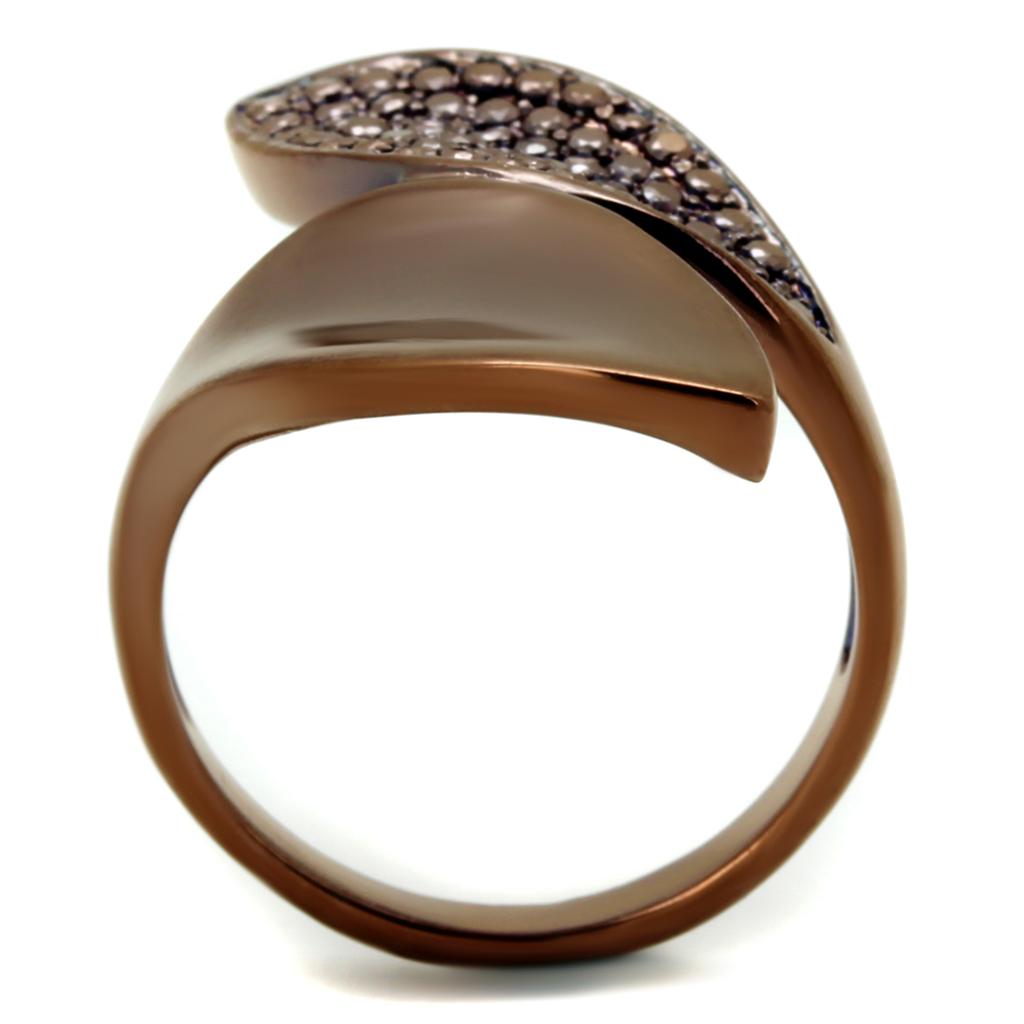 3W1157 - IP Coffee light Brass Ring with AAA Grade CZ  in Light Coffee-2