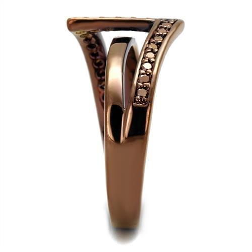 3W1162 - IP Coffee light Brass Ring with AAA Grade CZ  in Light Coffee-3