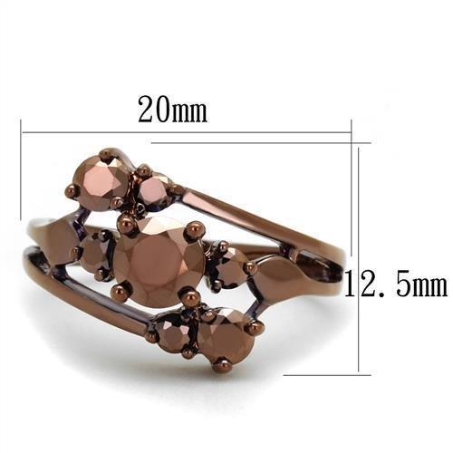 3W1168 - IP Coffee light Brass Ring with AAA Grade CZ  in Light Coffee-1