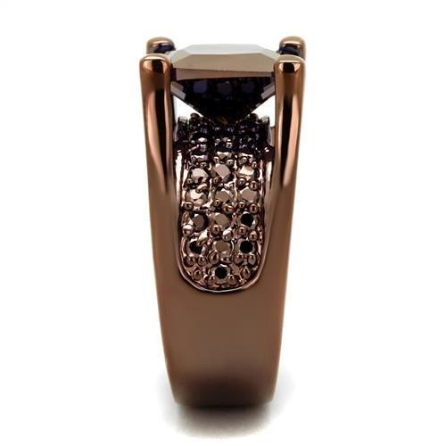 3W1169 - IP Coffee light Brass Ring with AAA Grade CZ  in Light Coffee-3