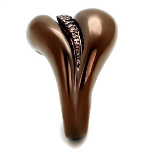 3W1170 - IP Coffee light Brass Ring with AAA Grade CZ  in Light Coffee-3