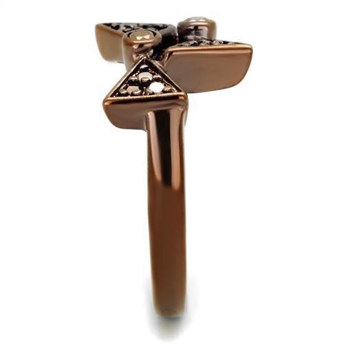 3W1171 - IP Coffee light Brass Ring with AAA Grade CZ  in Light Coffee-3