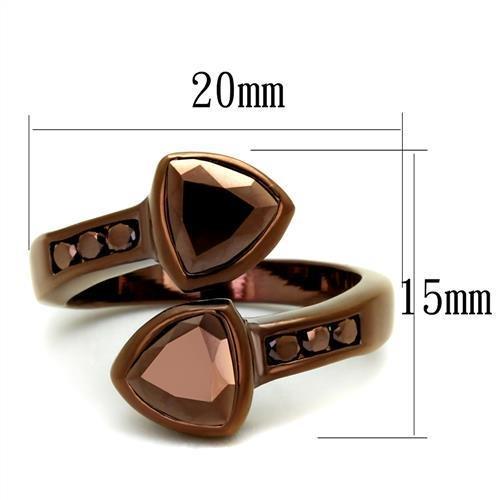 3W1172 - IP Coffee light Brass Ring with AAA Grade CZ  in Light Coffee-1